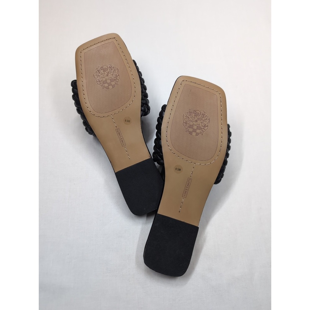 Vince Camuto Women's 9.5 Arissa Woven Leather Flat Sandal Slide‎ Black Coastal - Picture 4 of 4